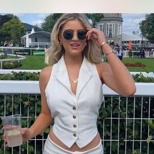 Zara Tailored White Button Front Vest